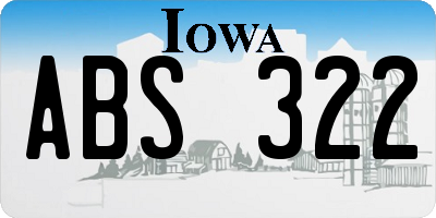 IA license plate ABS322