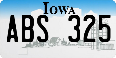 IA license plate ABS325