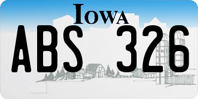 IA license plate ABS326