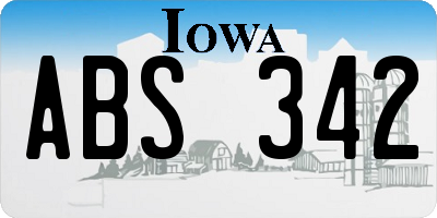 IA license plate ABS342