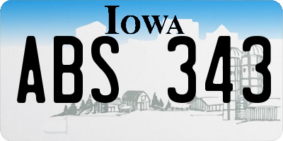 IA license plate ABS343