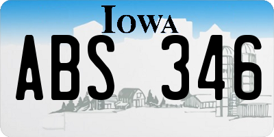 IA license plate ABS346