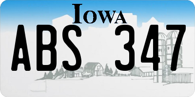 IA license plate ABS347