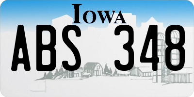 IA license plate ABS348