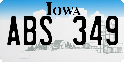 IA license plate ABS349