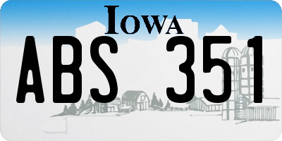 IA license plate ABS351