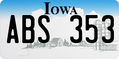 IA license plate ABS353