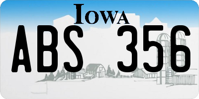 IA license plate ABS356