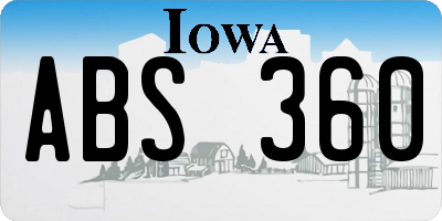 IA license plate ABS360