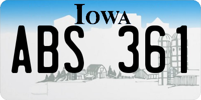 IA license plate ABS361