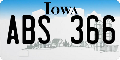 IA license plate ABS366