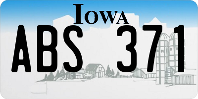 IA license plate ABS371