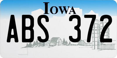 IA license plate ABS372