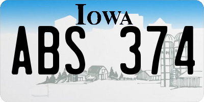 IA license plate ABS374