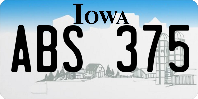 IA license plate ABS375