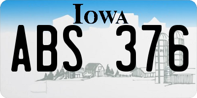 IA license plate ABS376