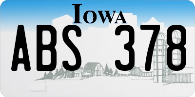 IA license plate ABS378