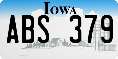 IA license plate ABS379