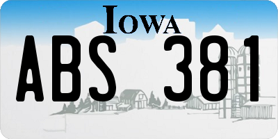 IA license plate ABS381