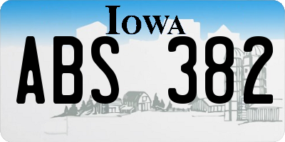IA license plate ABS382