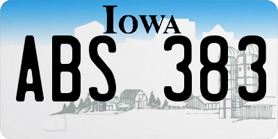 IA license plate ABS383