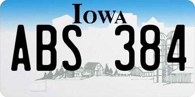 IA license plate ABS384