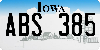 IA license plate ABS385