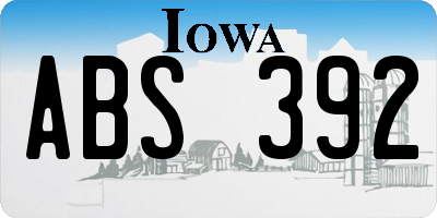 IA license plate ABS392