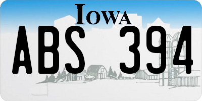 IA license plate ABS394