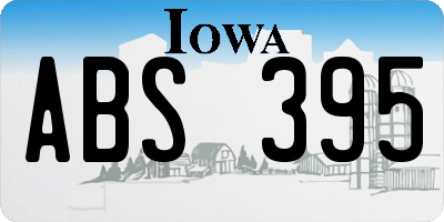 IA license plate ABS395