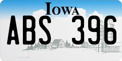 IA license plate ABS396