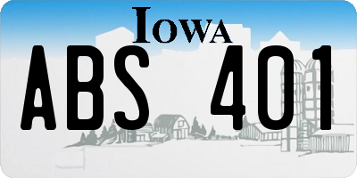 IA license plate ABS401