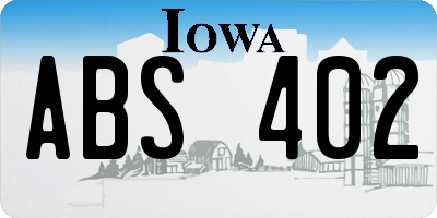 IA license plate ABS402