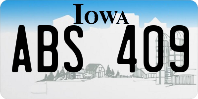 IA license plate ABS409