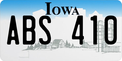 IA license plate ABS410