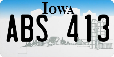 IA license plate ABS413