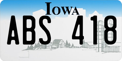 IA license plate ABS418