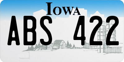 IA license plate ABS422