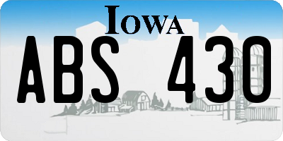 IA license plate ABS430