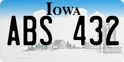 IA license plate ABS432