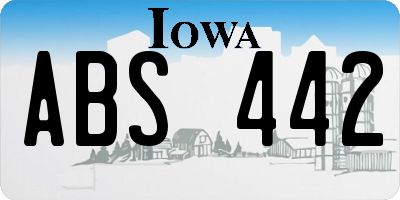 IA license plate ABS442