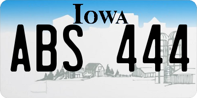 IA license plate ABS444