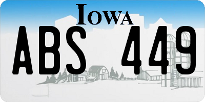 IA license plate ABS449