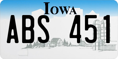 IA license plate ABS451