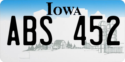 IA license plate ABS452