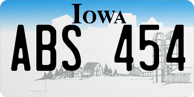 IA license plate ABS454