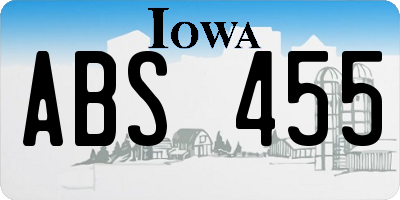 IA license plate ABS455