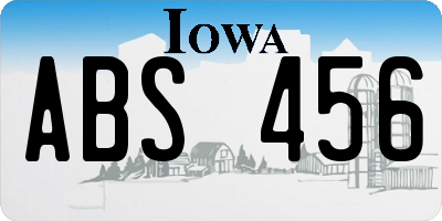 IA license plate ABS456