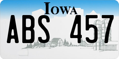 IA license plate ABS457