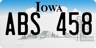 IA license plate ABS458